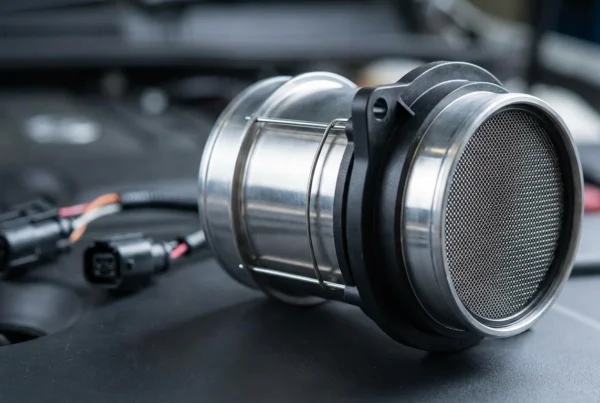 Zadaniem tego czujnika (zwanego potocznie "przepływką") jest precyzyjny pomiar masy powietrza trafiającego do silnika, co pozwala komputerowi sterującemu dobrać idealną dawkę paliwa.